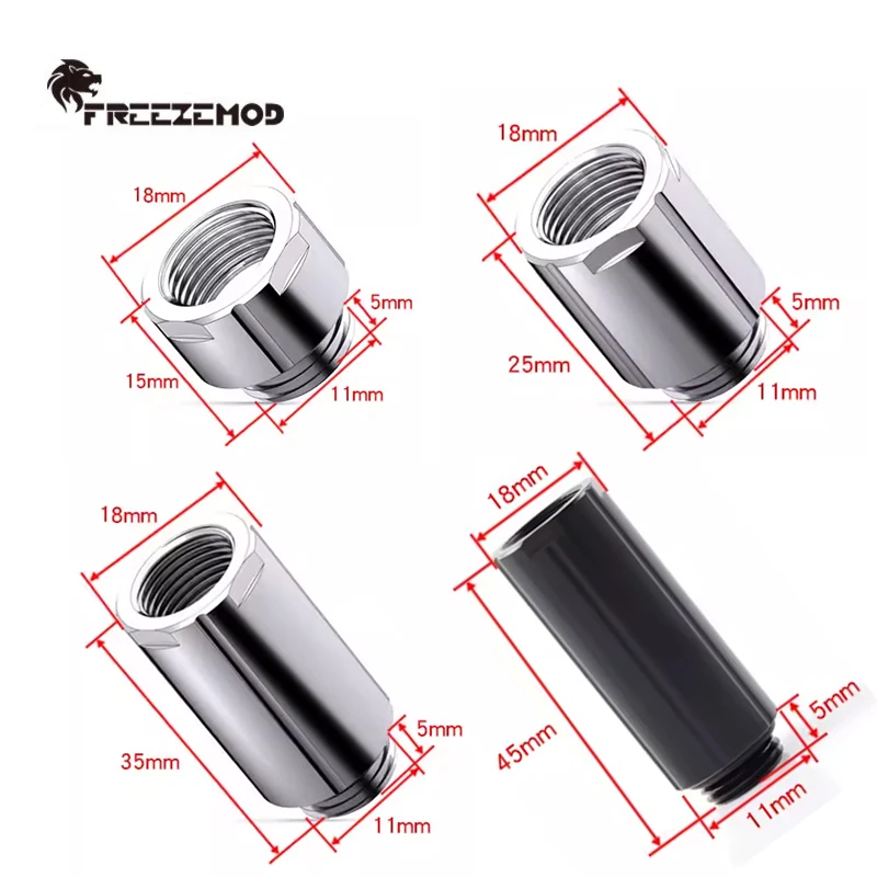 Accesorio extensor de refrigeración por agua, rosca M-F, diseño de llave hexagonal de 10/20/30/40mm de longitud, Material de latón de alta gama, GYCLZ-D de 4 colores