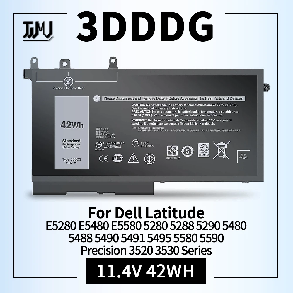 Batería 3DDDG para Dell Latitude E5280 E5480 E5580 5280 5288 5290 5480 5488 5490 5491 5495 5580 5590 Precision 3520 3530 45N3J