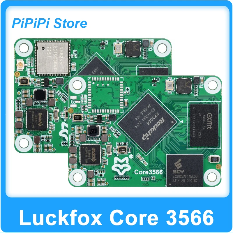 El módulo Luckfox Core3566 incorpora Rockchip RK3566 Quad-core Arm Cortex-A55 1,8 GHz 32 GB eMMC Compatible con Raspberry Pi CM4
