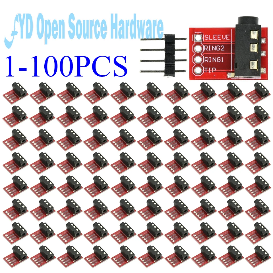 1-100 Uds. Asiento de Audio de 3,5mm MP3 auriculares estéreo Video micrófono módulo de interfaz placa de ruptura conector de expansión conector de 3,5mm