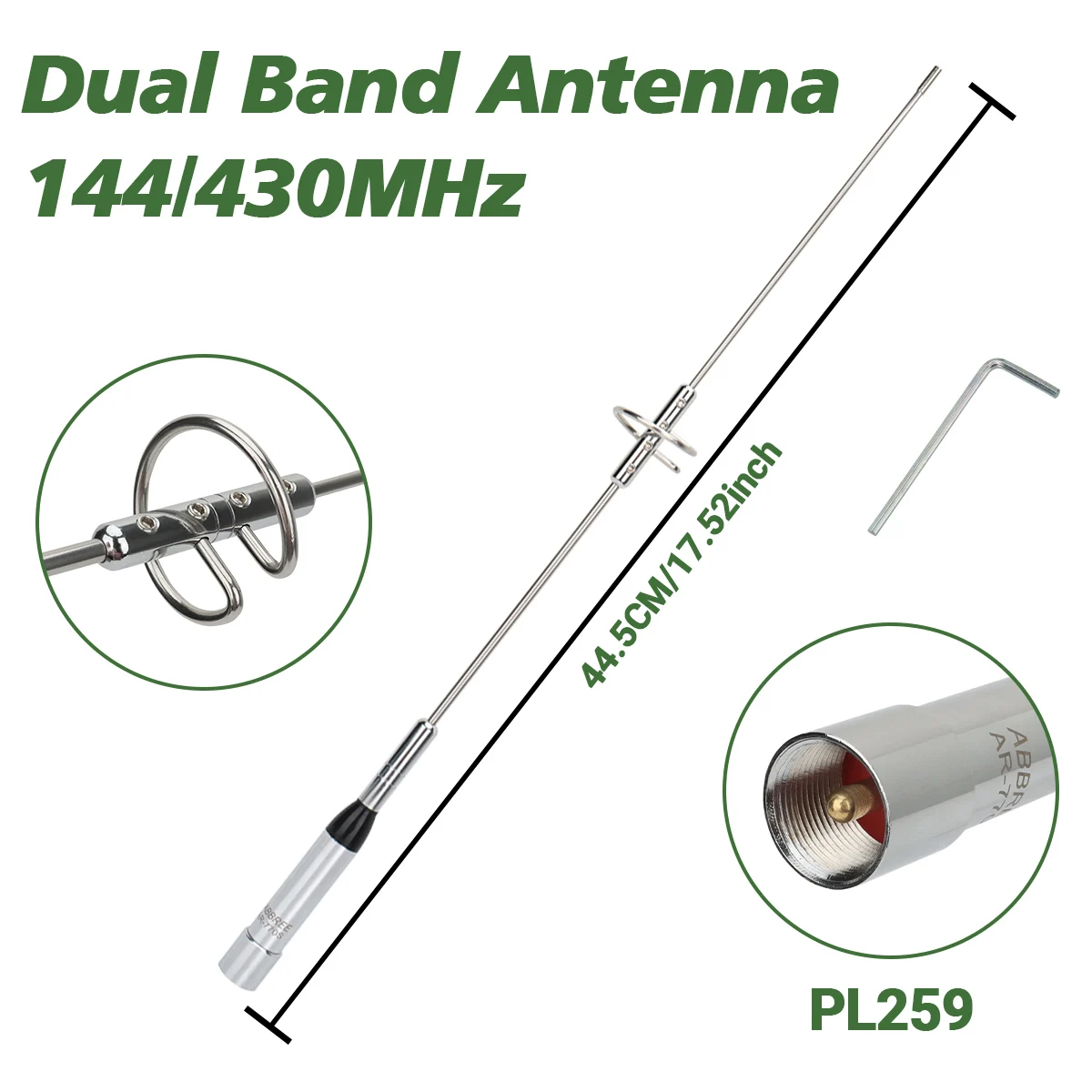ABBREE AR-770S antena móvil para coche PL259 banda Dual de alta ganancia para TYT Baojie BJ-218 AR-2520 AR-M70 Radio móvil para coche aficionado - imagen 3