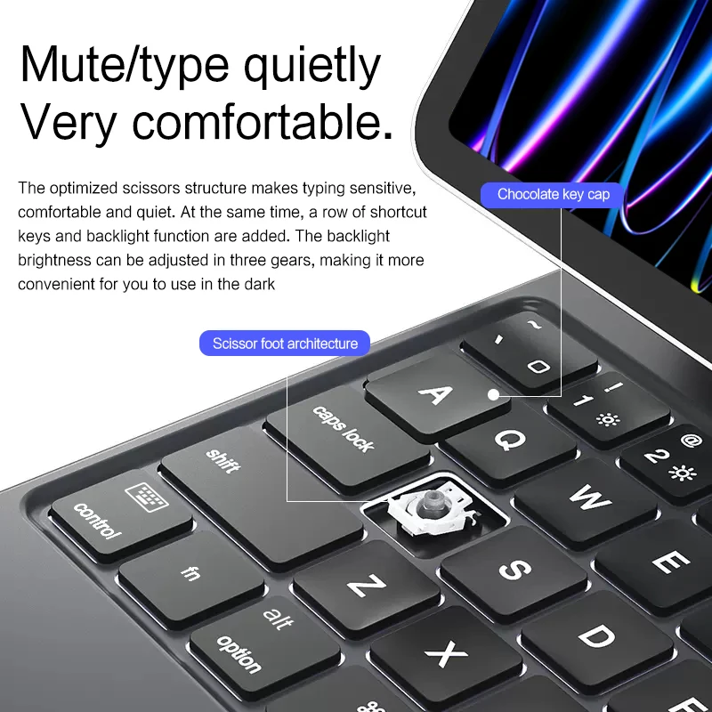 AJIUYU teclado mágico para iPad Pro 11 2022 2021 Air 5 4 10 10th Gen 10,9 pulgadas funda inteligente magnética árabe español alemán francés - imagen 5