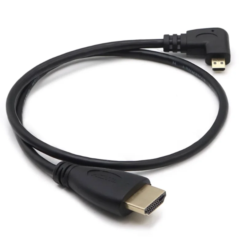 Cable de codo en ángulo izquierdo y derecho tipo A a Micro HDTV tipo D arriba y abajo 3D 4K 1080p Audio compatible con Micro HDMI para cámara de tableta - imagen 2