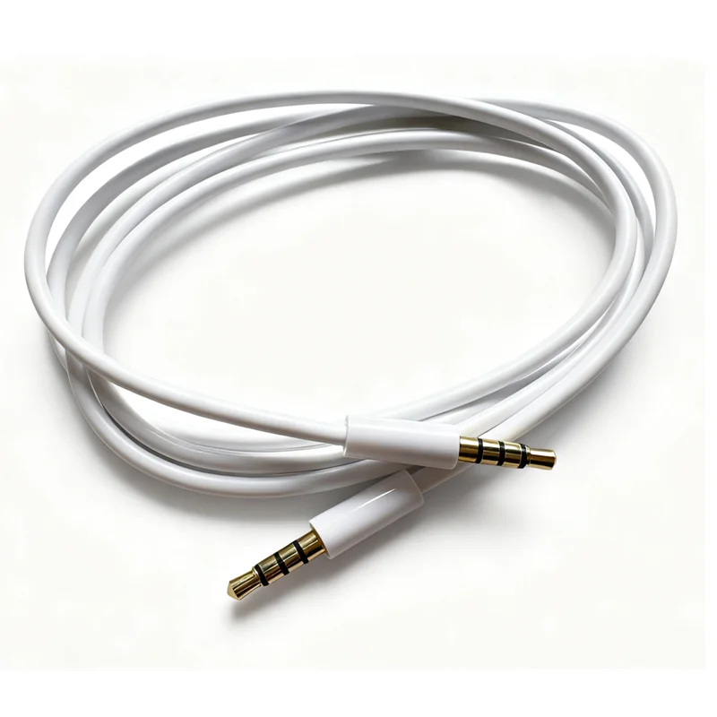 Cable de 4 polos macho de 3,5 mm a macho de 3,5 mm y 4 polos para audio estéreo de automóvil Cable auxiliar 100 cm 1 m 3 pies Blanco