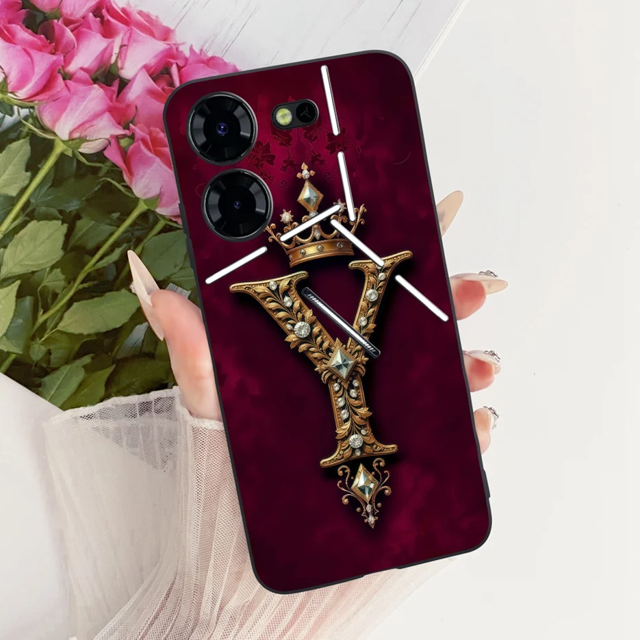 Para Tecno Pova 5 Pro 5G funda LH8n cubierta de letras de corona de lujo funda de teléfono suave de TPU para Tecno Pova 5 LH7n Pova5 Pro bolsas de cubierta trasera - imagen 3