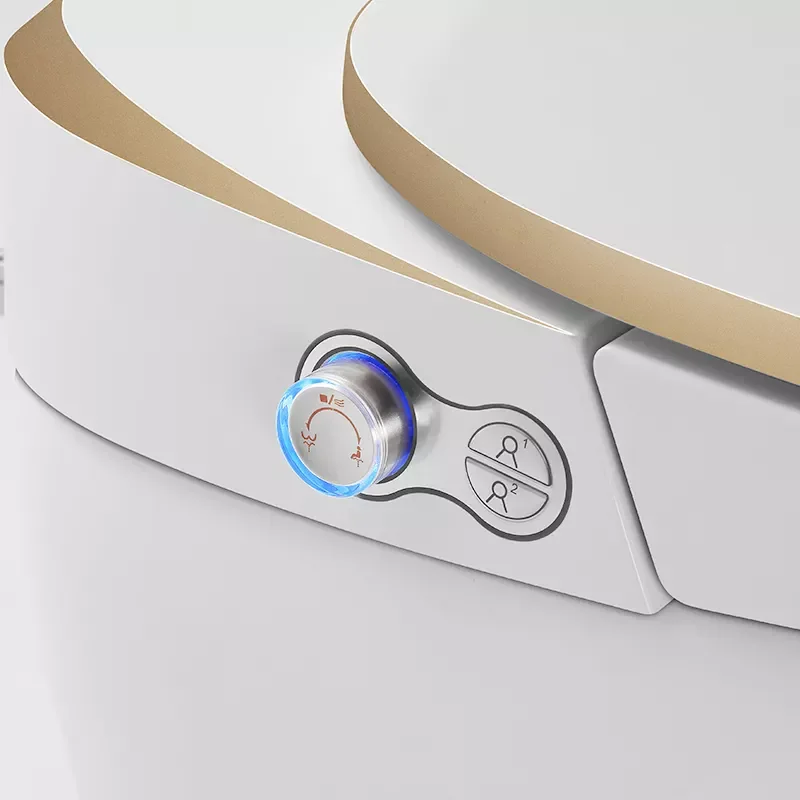 Baño eléctrico con Sensor automático, inodoro inteligente de una pieza con Cómoda para Wc, inodoro inteligente de línea dorada con Control remoto - imagen 3
