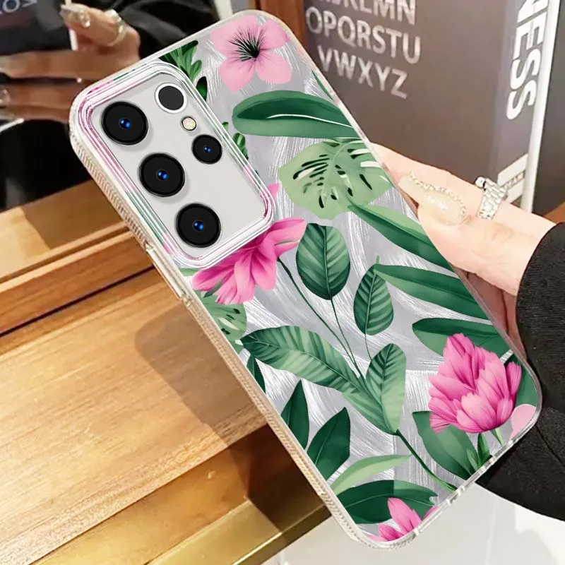Funda con patrón de orquídeas a la moda para Samsung Galaxy A25 A24 A23 A22 A21S A15 A14 A13 A12 A06 A05 A04, funda de teléfono con textura de plumas - imagen 3