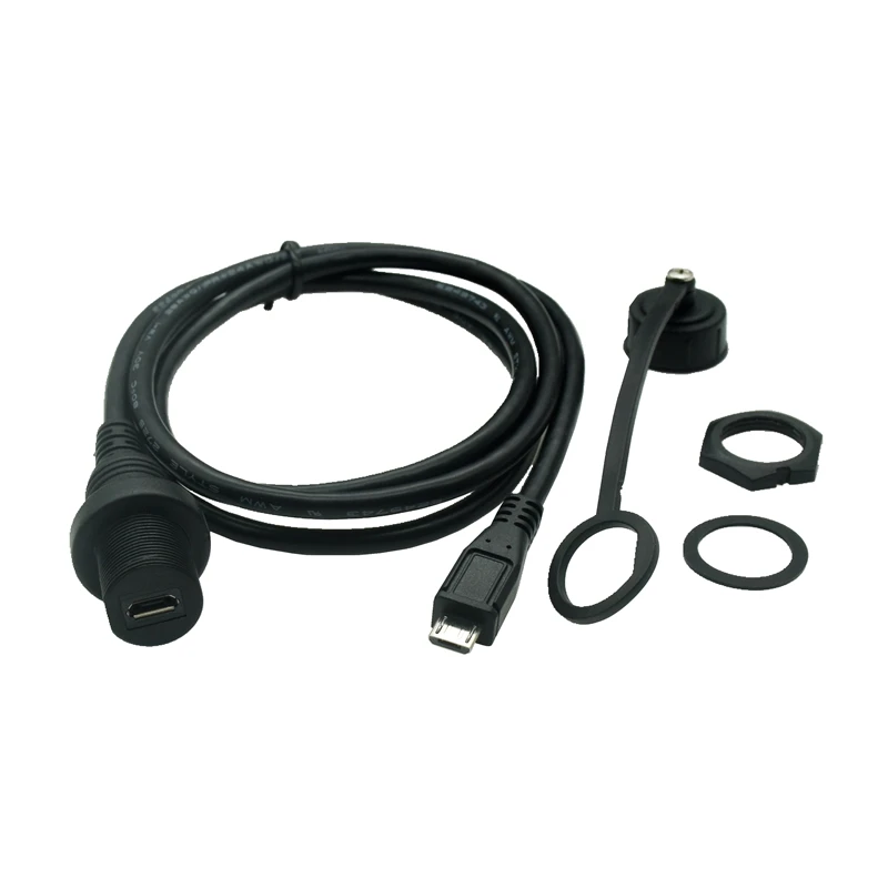 1M 30cm IP67 Micro USB Cable impermeable Micro-USB 5pin Mini macho a hembra montaje en Panel Cable de extensión de conector a prueba de agua - imagen 3