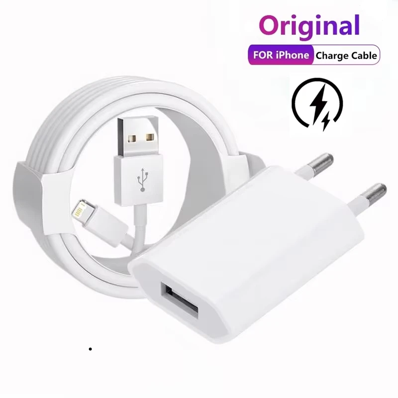Cargador de pared USB Original de la UE, datos USB para iPhone 14, 13, 12, 11 Pro Mini 8 Plus XR X XS SE, Cable de datos de carga