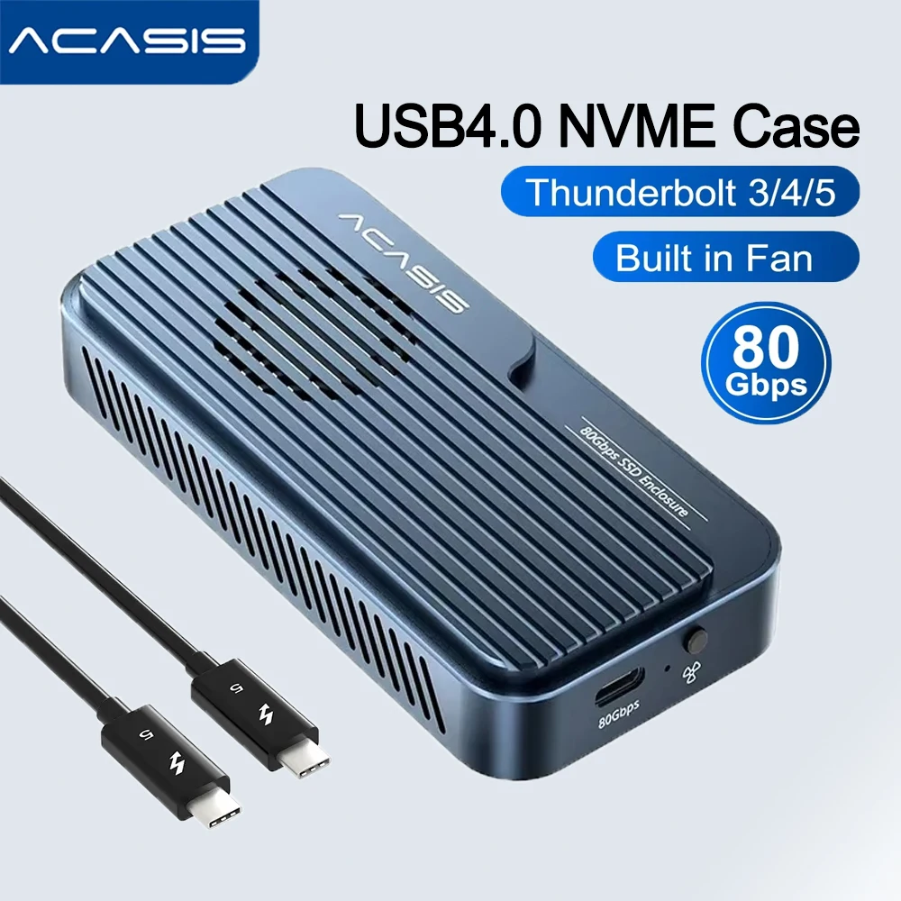 Caja ACASIS 80Gbps M.2 NVMe SSD con ventilador de refrigeración Compatible con Thunderbolt5/4/3 USB4 USB3.2/3.1/3 compatible con SSD B+M M-Key - imagen 2