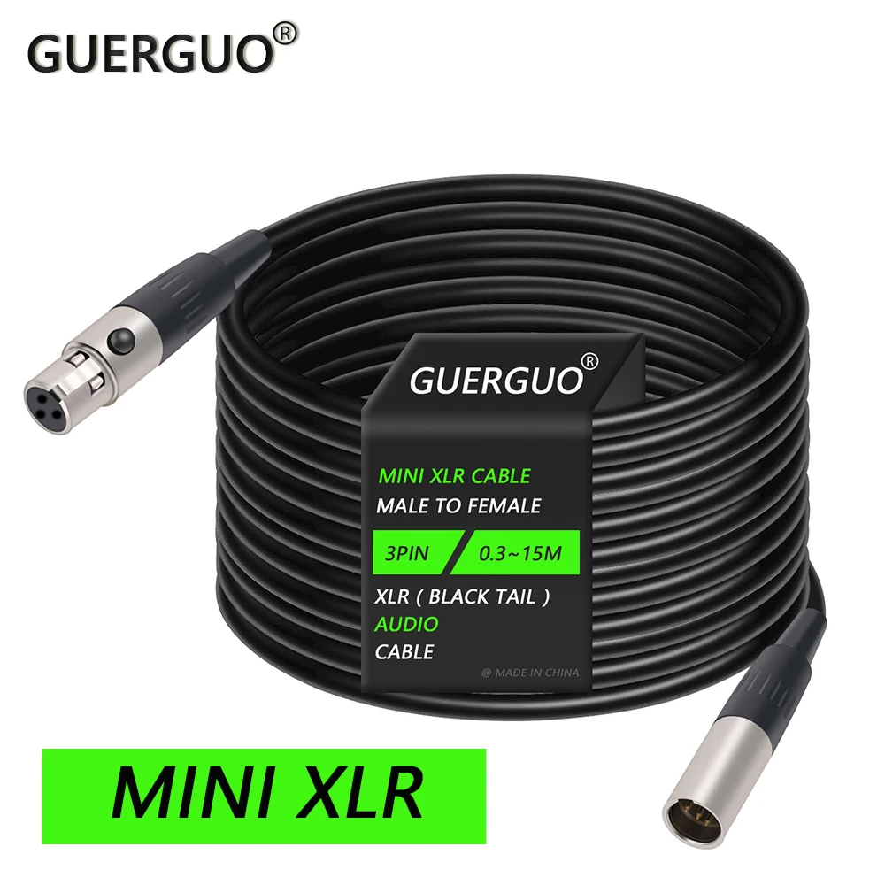 Conector de micrófono de Audio Mini-XLR macho a Mini-XLR hembra de 3 pines para soldadura de Cable recto 0,3 m 1m 1,5m 2m 3m 5m 8m 10m 15m - imagen 2