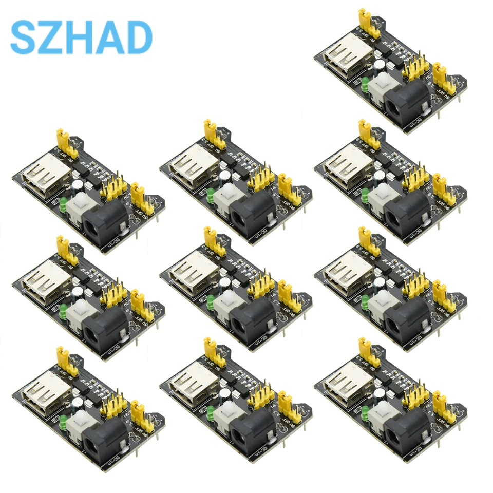 10 Uds. MB102, módulo de fuente de alimentación sin soldadura, 3,3 V/5V, piezas de Kit de bricolaje para Arduino