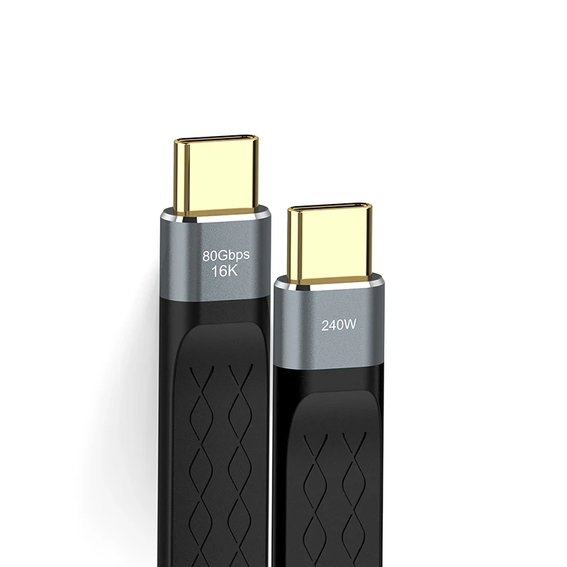 Cable corto USB C a USB C de 240W y 40GB, Cable de carga rápida tipo C, transferencia de datos de 40Gbps, Cable de extensión de carga de datos plano de 16K - imagen 2