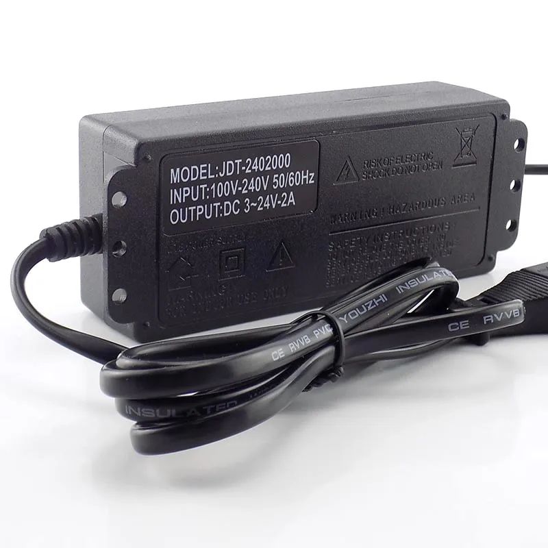 Fuente de alimentación ajustable con pantalla de visualización, adaptador Universal de voltaje regulado, CA, CC, 3V, 5V, 9V, 12V, 24V, 2A, 48W - imagen 4