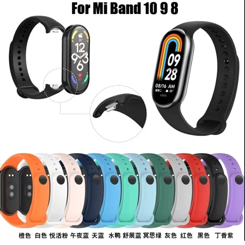 Correa de reloj deportivo para Xiaomi Mi band 10-NFC, repuesto de correa miband10, pulsera oficial de silicona smart mi band 9-8 Accesorios - imagen 2