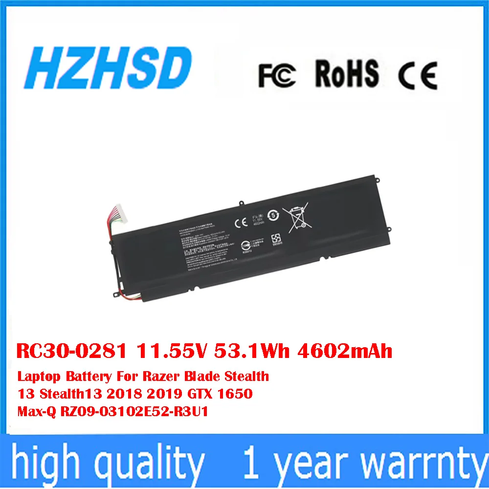 RC30-0281 11,55 V 53.1Wh 4602mAh batería del ordenador portátil para Razer Blade Stealth 13 Stealth13 2018 2019 GTX 1650 Max-Q RZ09-03102E52-R3U1