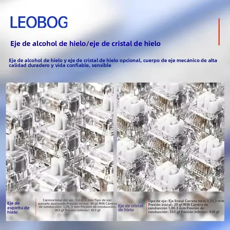 AULA marca de gama alta LEOBOG K81 Teclado mecánico acrílico transparente 81 teclas 3 modos RGB intercambiable en caliente con botón multifunción - imagen 3