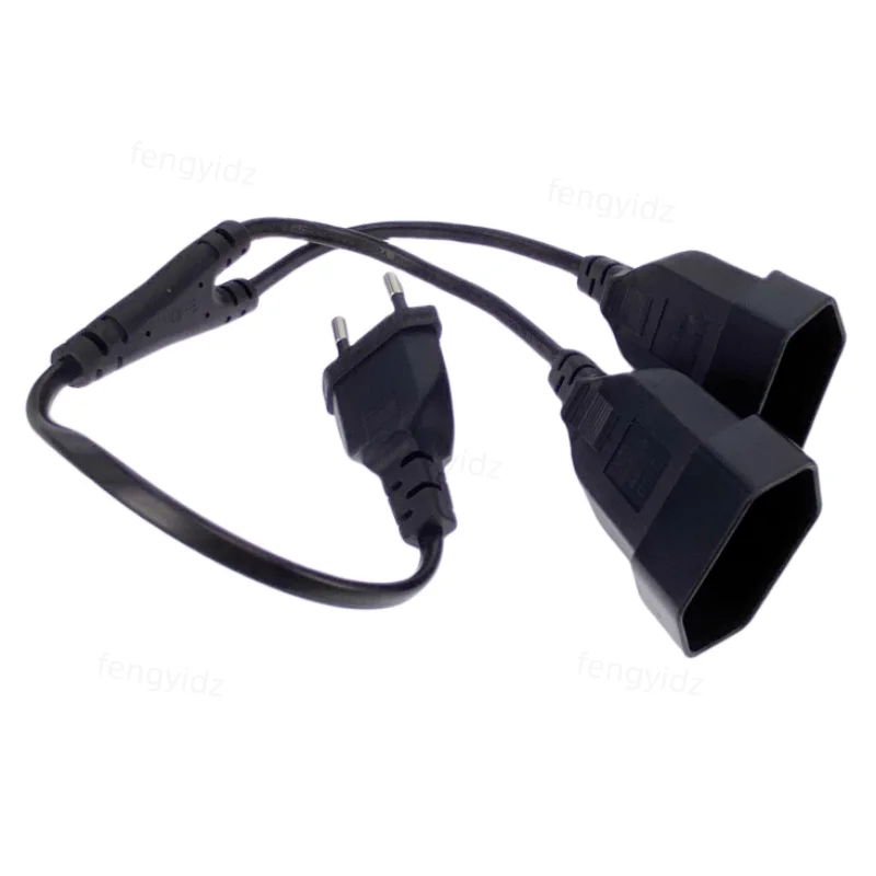CEE7/16 EU 2 clavijas macho a hembra salida dual, cable de extensión de salida de 2 vías Cable divisor de corriente europeo M/F. - imagen 5