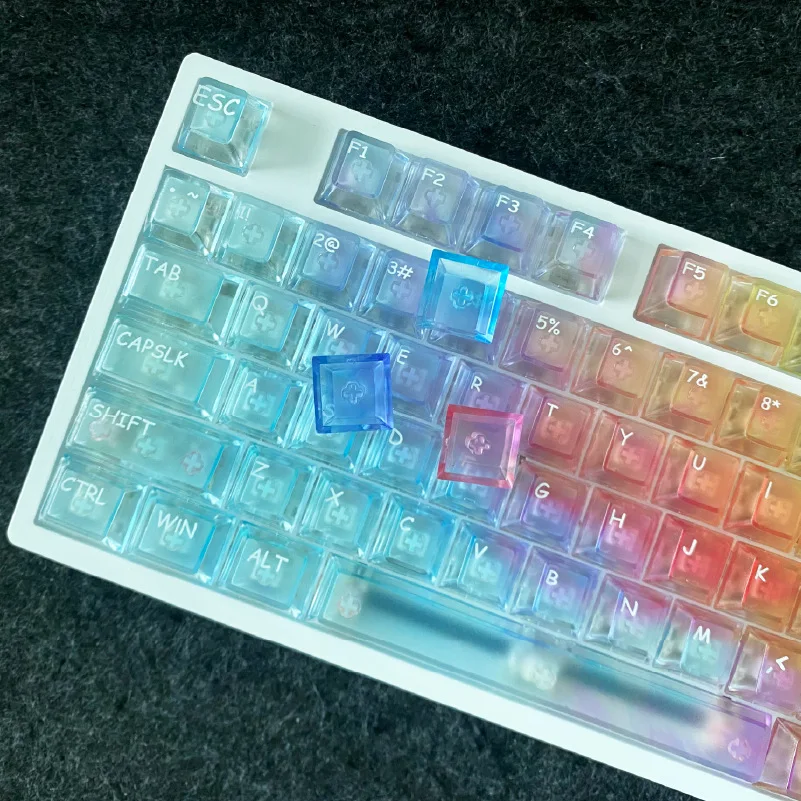Rainbow Shine Through PC Keycap Set 119 teclas Perfil Cherry para teclado mecánico RGB MX Switch
