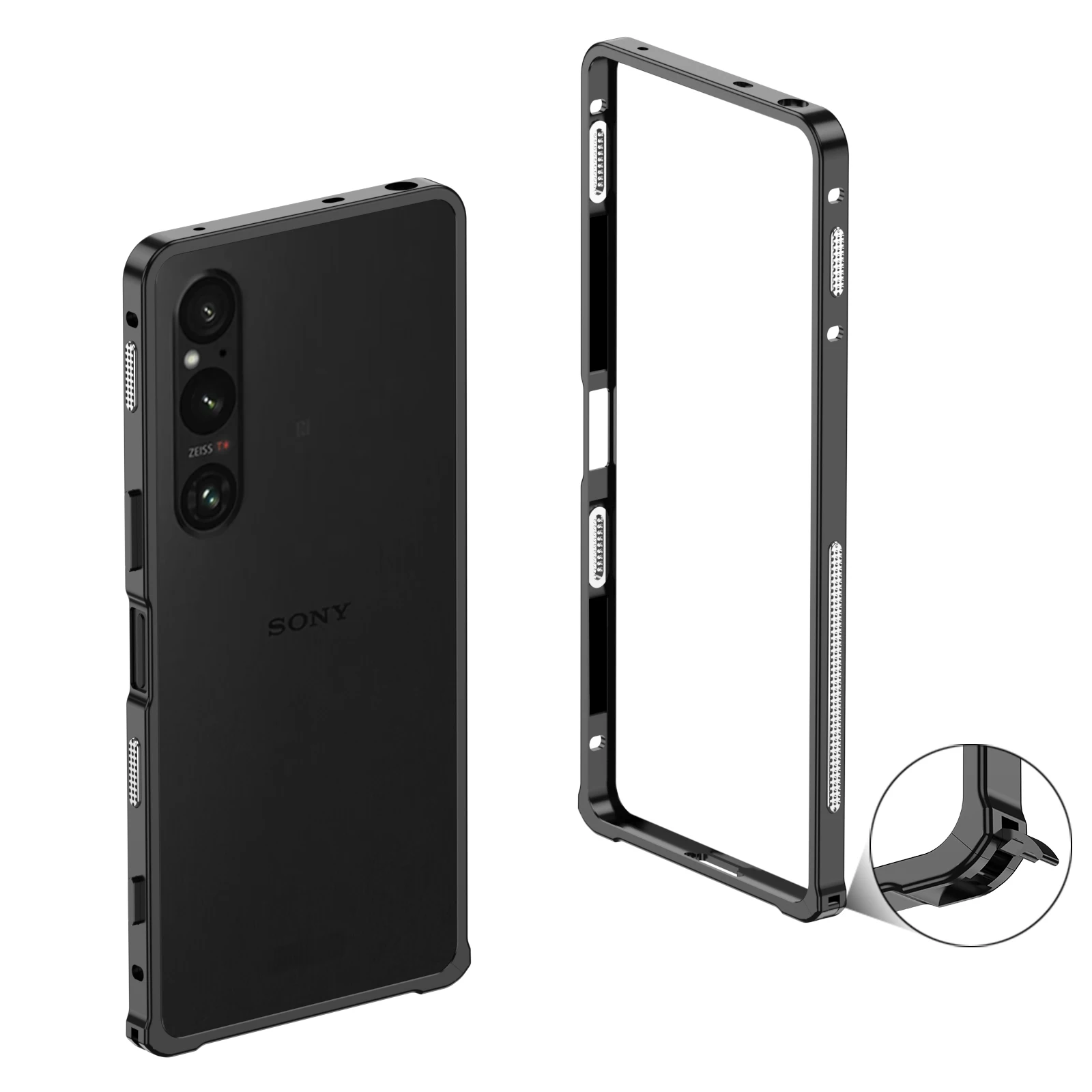 Funda con marco de Metal para Sony Xperia 1 VI, cubierta ultrafina con disipación de calor dividida con diseño de hebilla de caballito de mar para Sony Xperia 1vi - imagen 3
