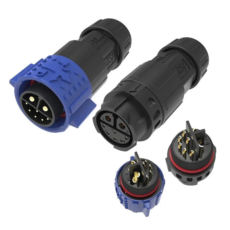 Conector impermeable 2 + 6 corriente exterior + señal híbrida soldada Cable de bloqueo automático enchufe IP68 8 pines junta de cabeza macho hembra - imagen 4