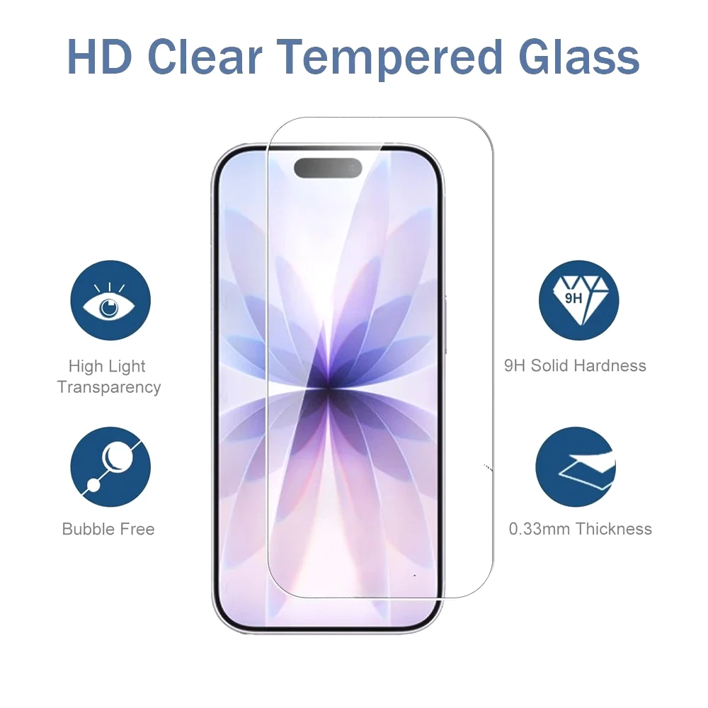 Protector de pantalla ultra transparente de 3 piezas para iPhone 17 16 15 Pro Max Air 15 16 14 Plus vidrio templado para iPhone 14 13 12 11 Pro XR XS - imagen 5