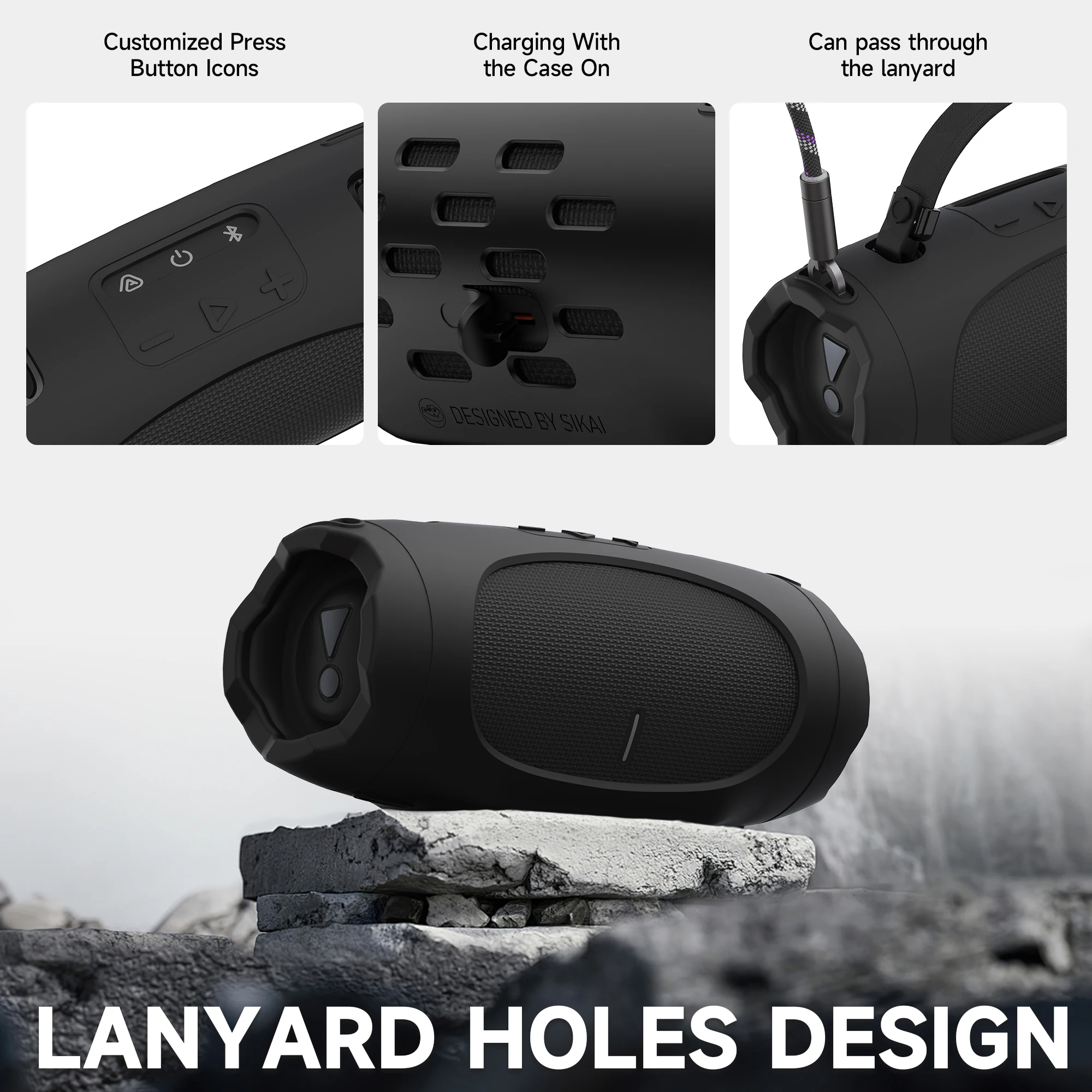 Funda de silicona para altavoz JBL Charge 6, soporte protector de piel portátil BT para accesorios de altavoz JBL Charge 6 - imagen 4