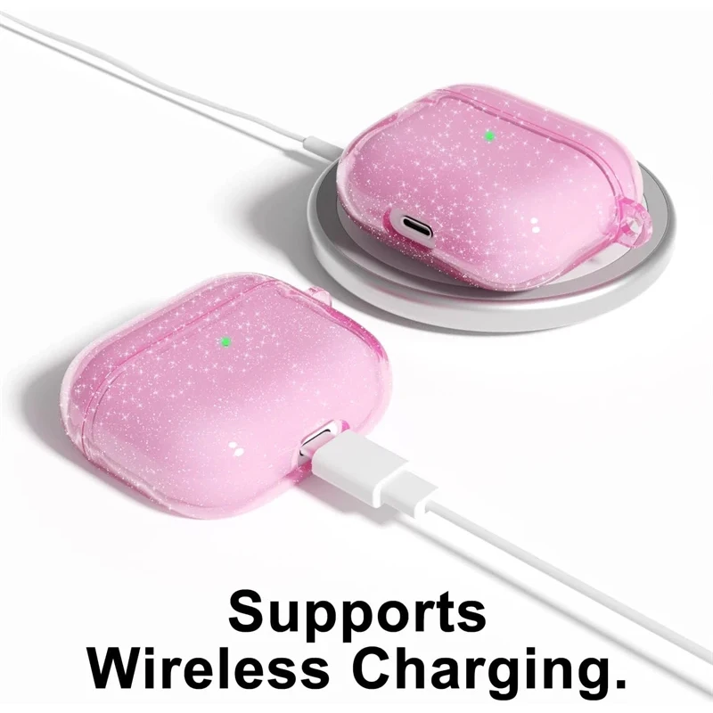 Funda de auriculares de TPU suave con purpurina ostentosa para Airpods 4 2024 Pro 2 de segunda generación Air Pods 3 1 de tercera generación con accesorio de llavero - imagen 3