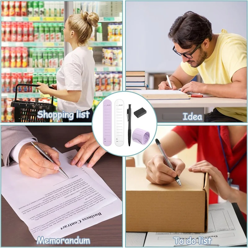 Bloc de notas portátil superior, pulsera de notas de silicona con regla, Bloc de notas de muñeca borrable con recordatorio de enfermera con bolígrafo y borrador - imagen 5
