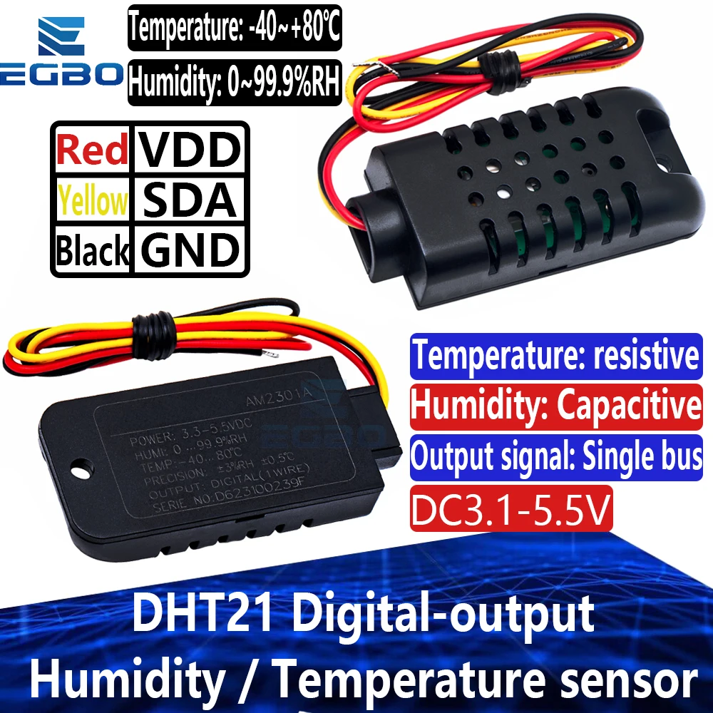 Sensor/módulo de humedad y temperatura de salida Digital DHT21, conexión con Sensor de línea de un solo bus, AM2301, am2301a, nuevo