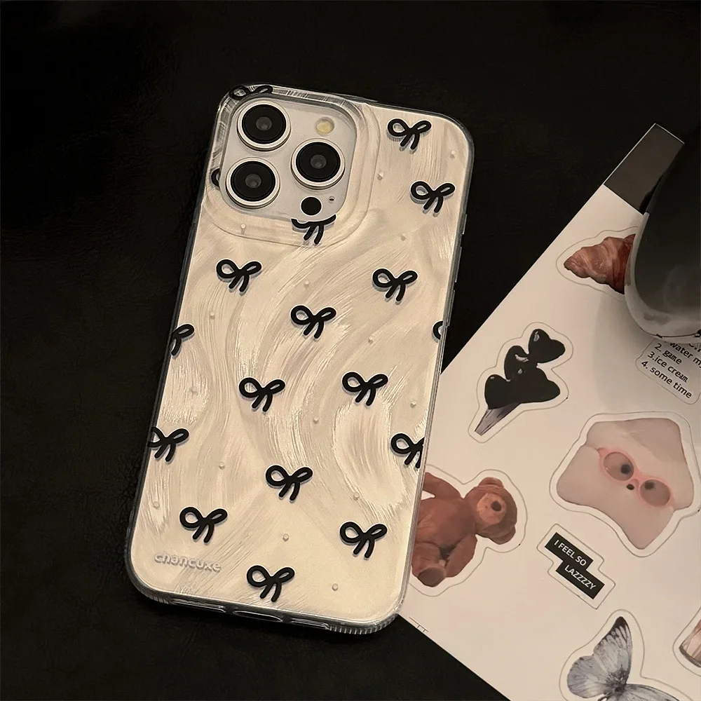 Funda de teléfono con nudo de lazo plateado y láser de lujo para iPhone 17 16 15 14 13 12 11 Pro Max 16 Plus 16E, funda de parachoques de silicona TPU a prueba de golpes - imagen 5
