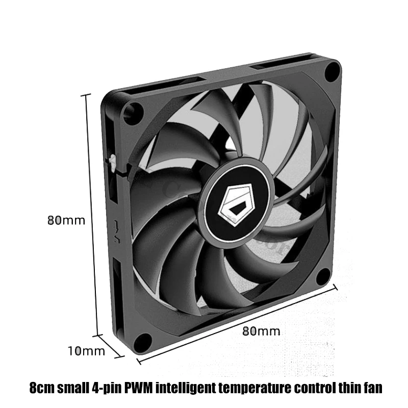 Caja ITX ultrafina 8010 de 8CM, ventilador blanco/negro, Control de velocidad PWM silencioso de 4 pines para ordenador, Enfriador de CPU, ventilador delgado de 10MM