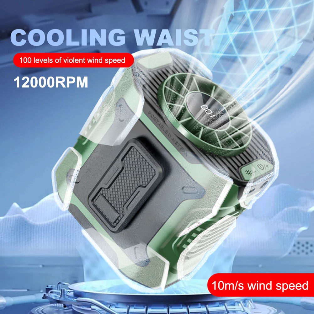 Ventilador de cintura portátil con Clip recargable por USB, cinturón portátil, ventilador para el cuerpo de la camisa, ventilador Personal de 3600mAh, ventilador con Clip para la cintura para viajes al aire libre - imagen 2