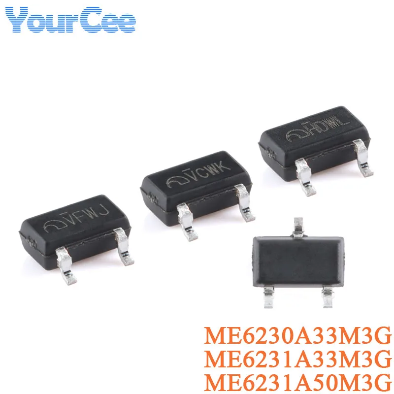 50 Uds ME6230A33M3G ME6231A33M3G ME6231A50M3G SOT-23 3,3 V 5V regulador lineal LDO baja potencia alta precisión PSRR