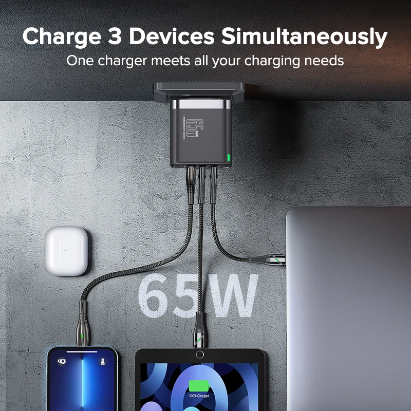 QOOVI Cargador USB-C 65W PD – Carga Rápida para Portátil y Móvil - imagen 2