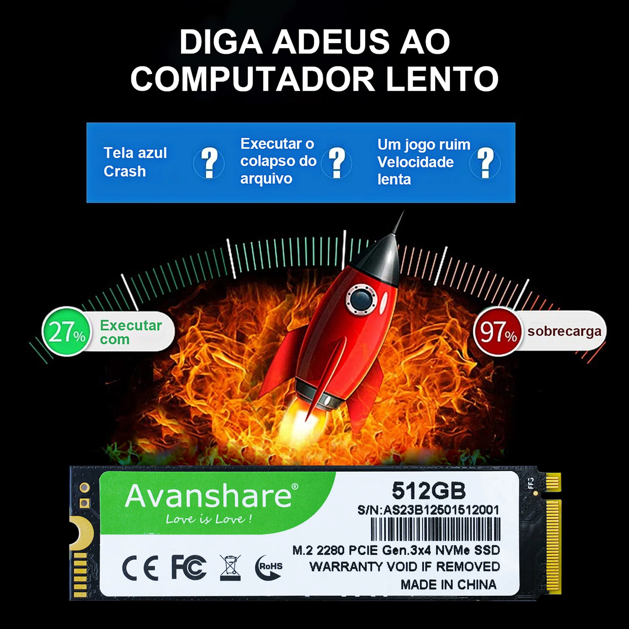 Avanshare SSD M.2 NVMe 128GB 256GB 512GB 1TB 2TB M2 NVMe PCIe3.0 M.2 2280 SSD disco duro disco de estado sólido para ordenador portátil de escritorio - imagen 3