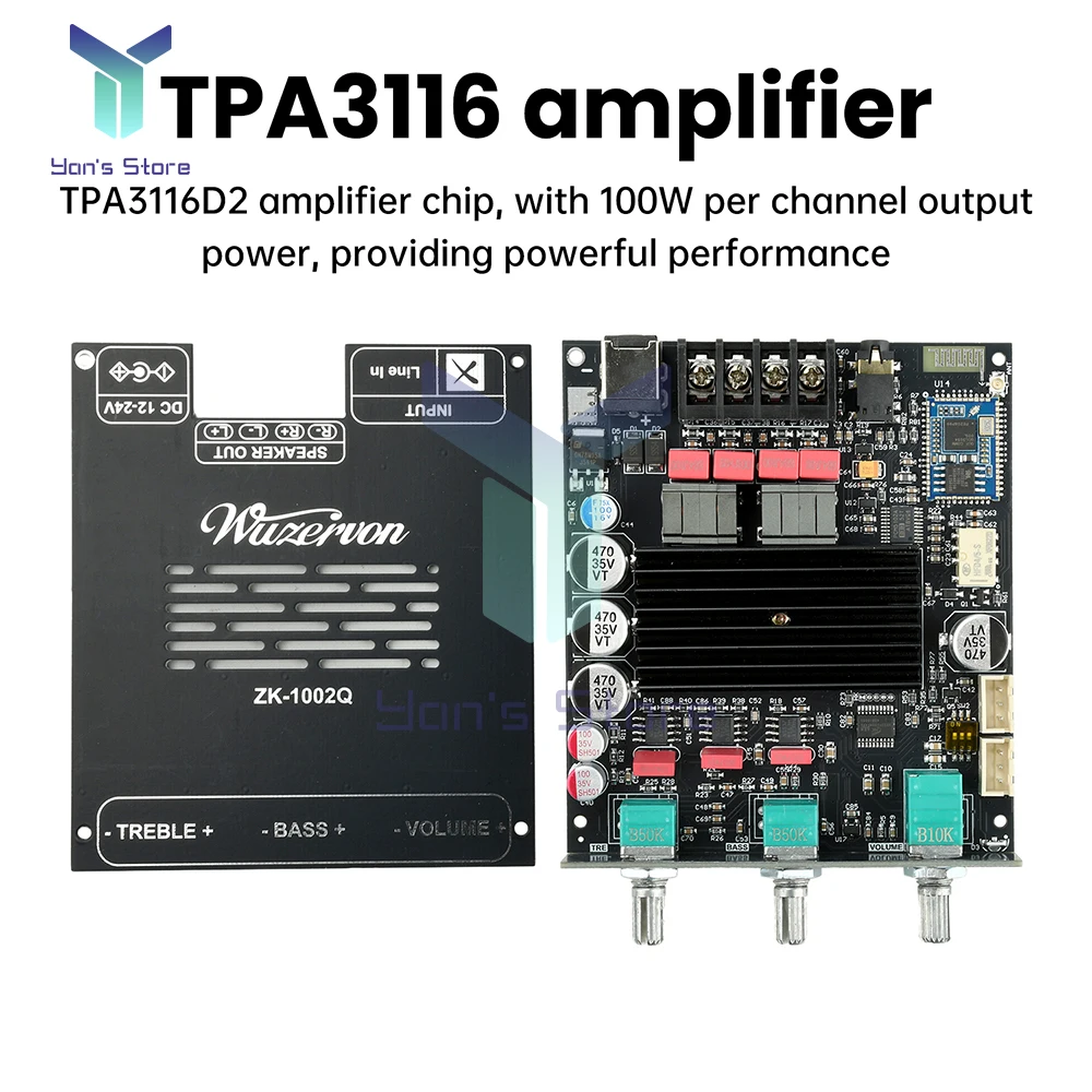 ZK-1002Q QCC3034 + TPA3116 2X100W Placa amplificadora digital Bluetooth 2,0 canales APTX Módulo amplificador de audio sin pérdidas - imagen 5