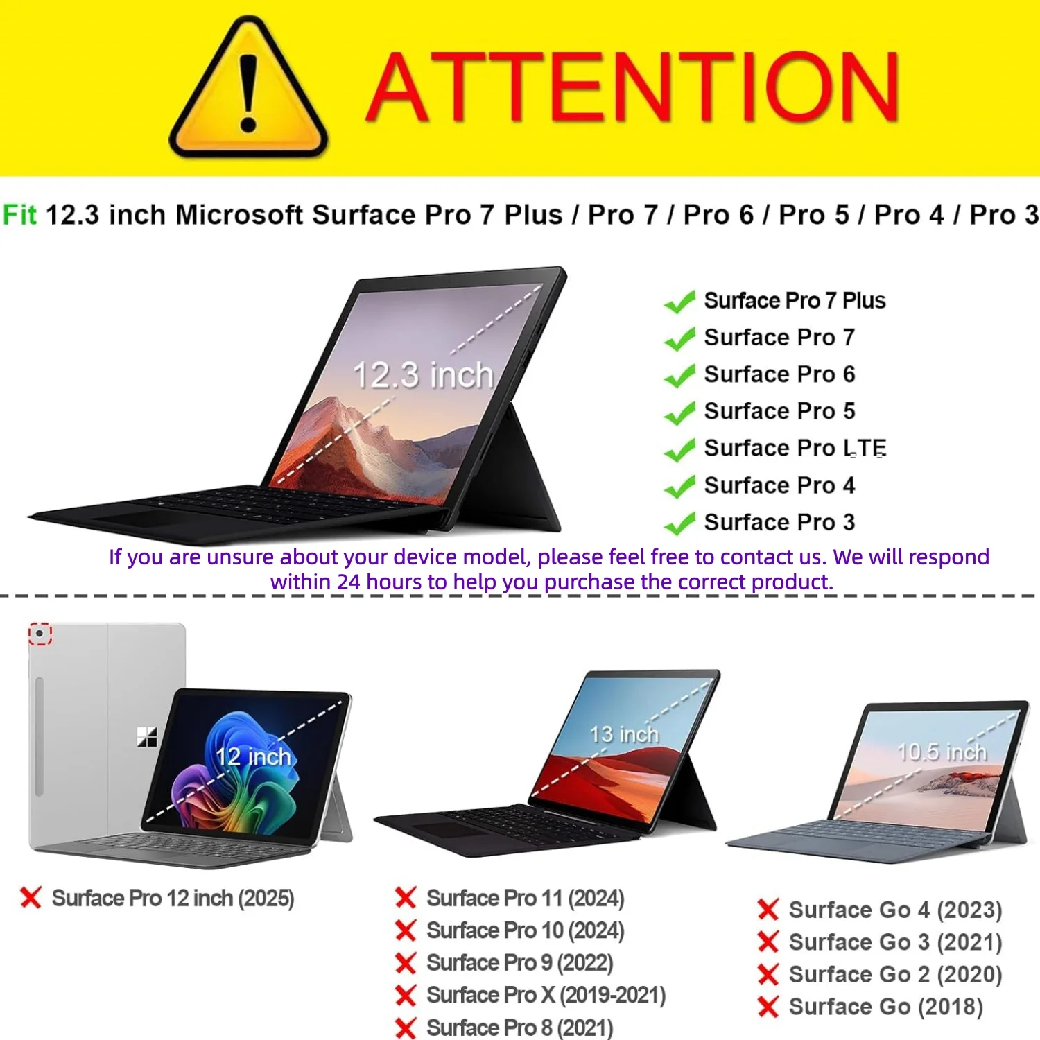 Microsoft Surface Pro 7 Funda PU Cuero con Soporte Antigolpes