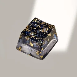 Tecla de Resina Transparente con Lámina Dorada para Teclado Mecánico