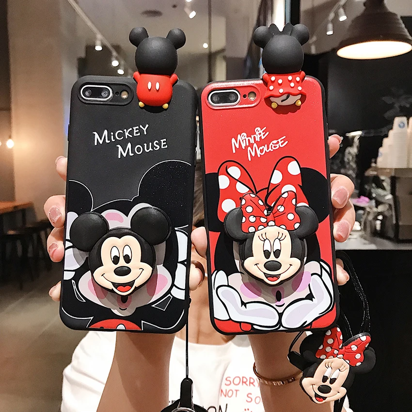Funda de teléfono de Minnie Mickey para Motorola Moto X30, G13, 41, 51, 71, 60, 50, 30, E20, 30, 40, 7 Edge, 20G, estilo Proower, con cuerda de soporte - imagen 3
