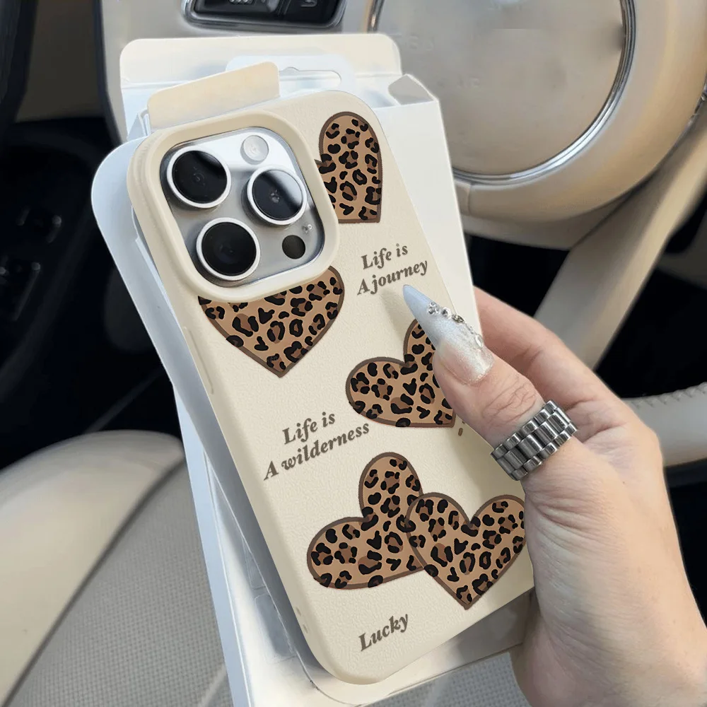 Funda de teléfono de cuero con estampado de leopardo para iPhone 11, funda para iPhone 17 15 13 14 12 16 Pro Max 17 Air, funda suave mate con patrón de lichi - imagen 5