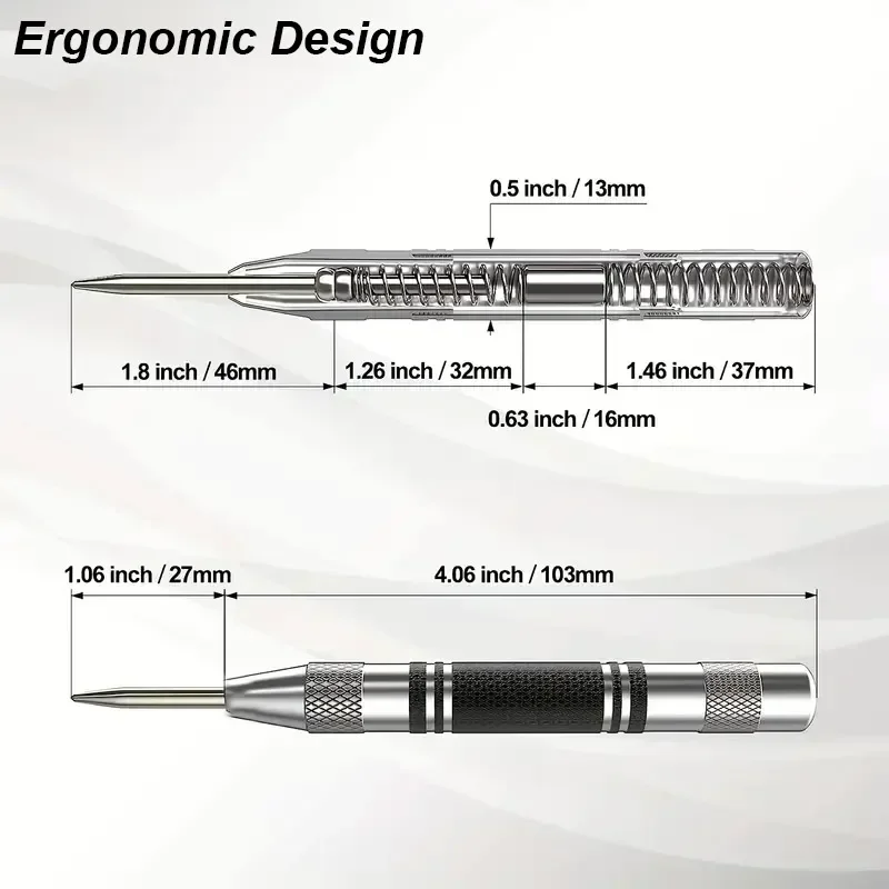 Perforadora central automática, marcador de agujeros, madera, Metal, acero, carga de resorte, localizador de taladro, punzón de alta resistencia, herramienta manual automática de carpintería - imagen 4