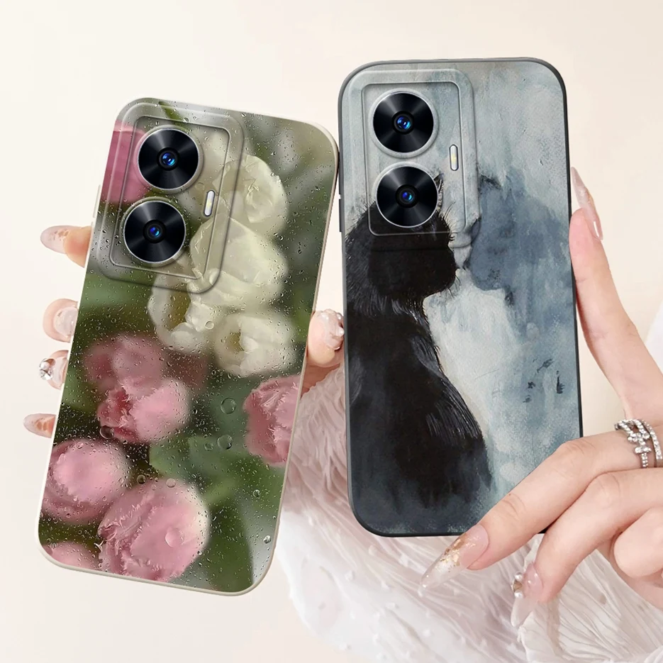 Para Realme C55 funda RMX3710 cubierta pintada de caramelo de lujo suave TPU mate funda de teléfono para Realme Narzo N55 C 55 RealmeC55 Fundas bolsas - imagen 3