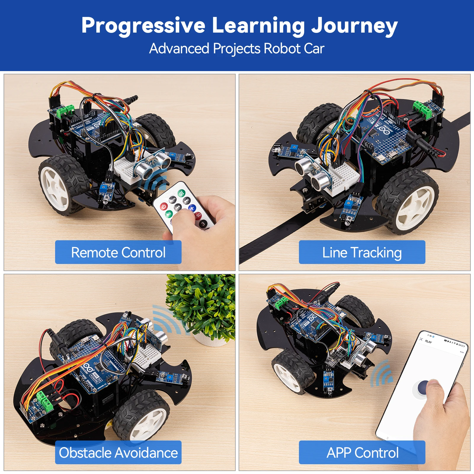 SunFounder Ultimate Starter Kit con Arduino Uno R4 Minima original, IoT/Smart Car/Kit básico 3 en 1 con tutoriales en línea - imagen 5