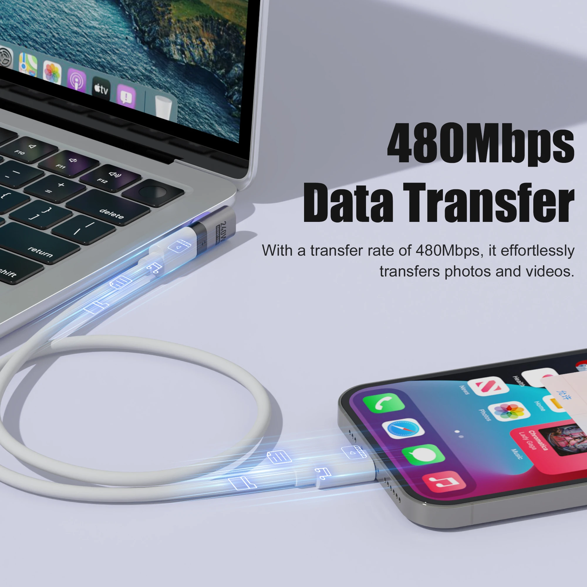 Adaptador USB C macho hembra de ángulo recto magnético de 240W 90 180 grados PD3.0 extensor de adaptador tipo C de carga rápida para adaptador de Iphone - imagen 5