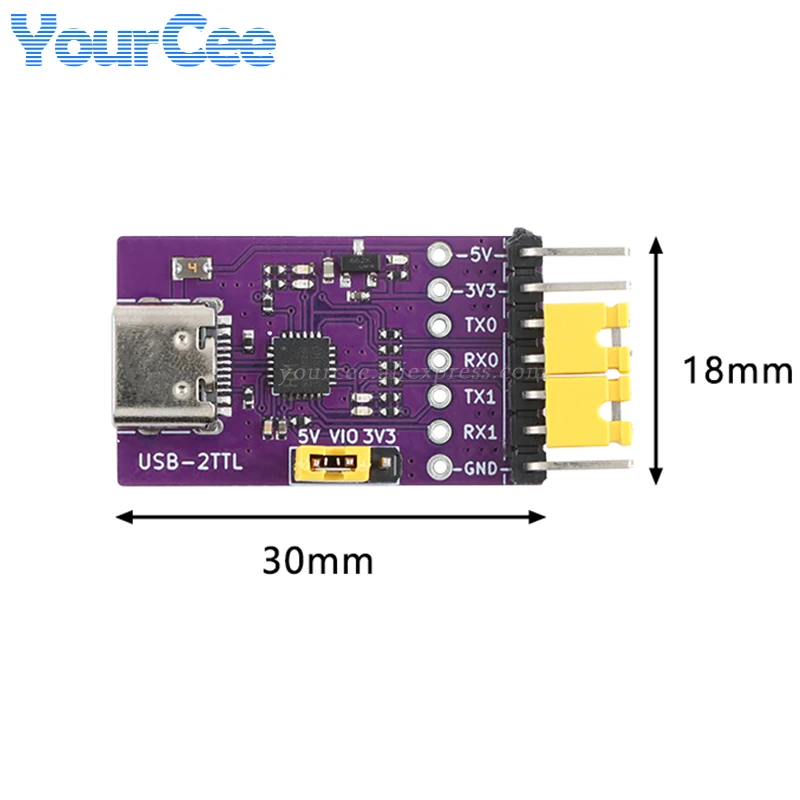 Módulo de puerto serie TTL USB a 2 canales tipo C 3Mbps módulo de conversión de comunicación de Chip CH342 de alta velocidad 5 uds/1 ud. - imagen 4
