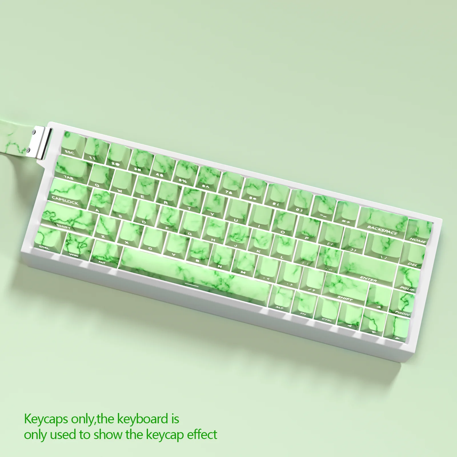 Teclas verdes Cherry Profile, teclas translúcidas impresas lateralmente PBT de 74 teclas, para interruptores Cherry MX 60/61/68 teclados mecánicos - imagen 4