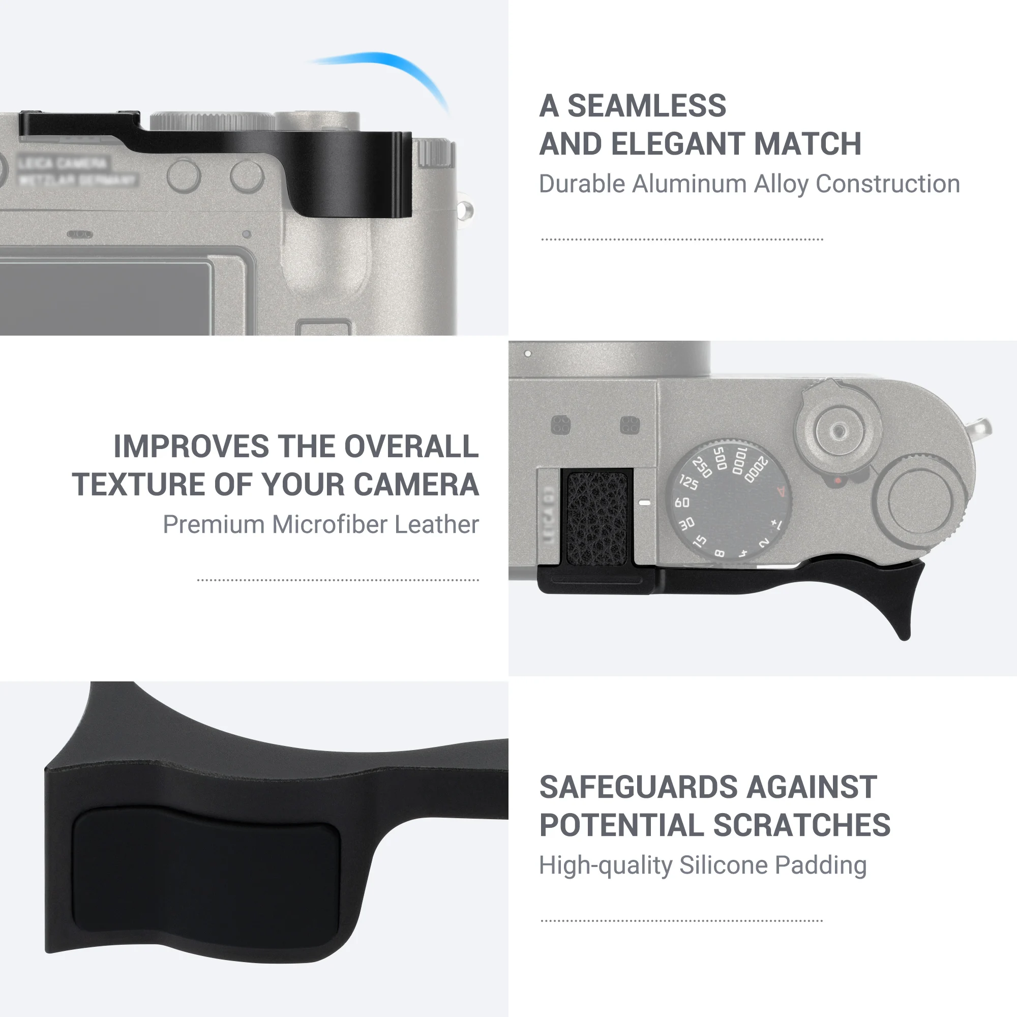 JJC Q3 pulgar hacia arriba agarre de mano soporte de agarre para Leica Q3 43 Q3 accesorios de cámara cubierta de zapata de aluminio tapa de zapata - imagen 4