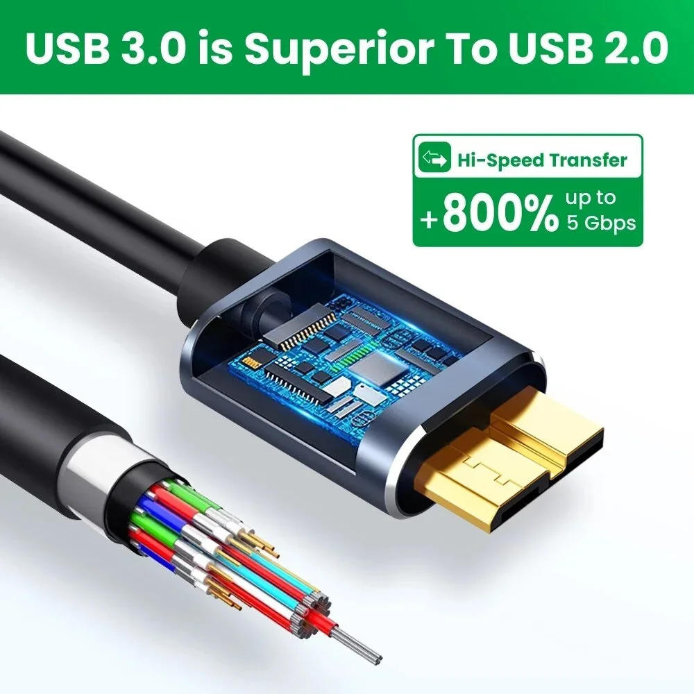 Cable Micro B USB C 3,0 tipo C a USB 3,0 conector de Cable Micro B Cable de disco duro externo de 5Gbps para ordenador con disco duro - imagen 2