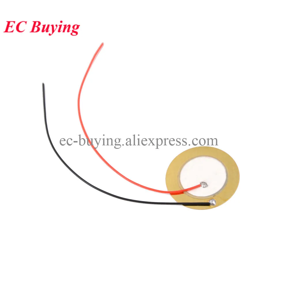 Placa de oblea de cerámica piezoeléctrica de 15mm de diámetro para altavoz zumbador, Sensor de altavoz electrónico DIY con cable, 2 uds.-100 Uds. - imagen 5